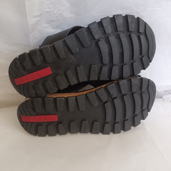 𝅺Prada Platform Wedge Leather criss cross leather sandals size 36.5 - Picture 7 of 14